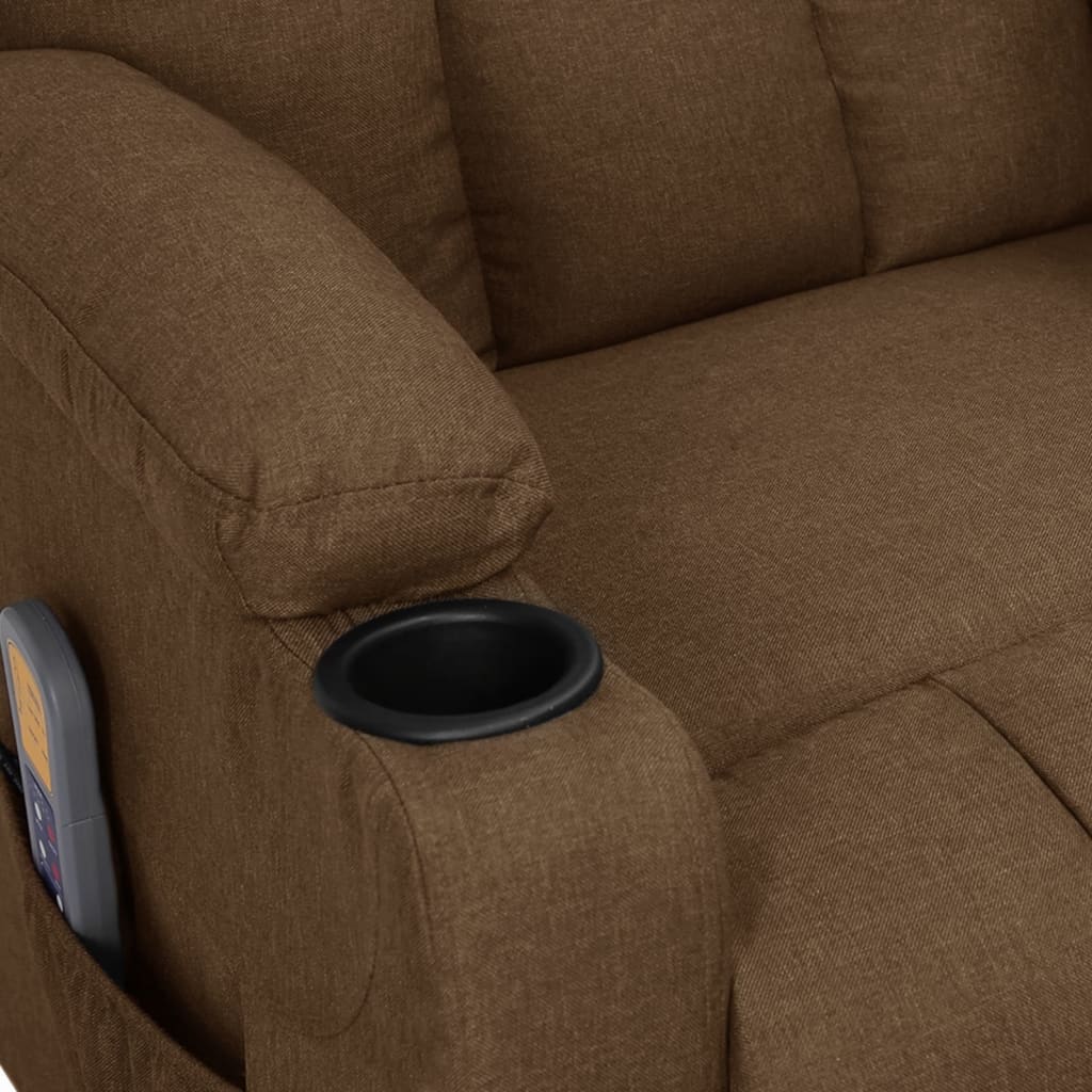 vidaXL Fotoliu de masaj cu ridicare, maro, material textil