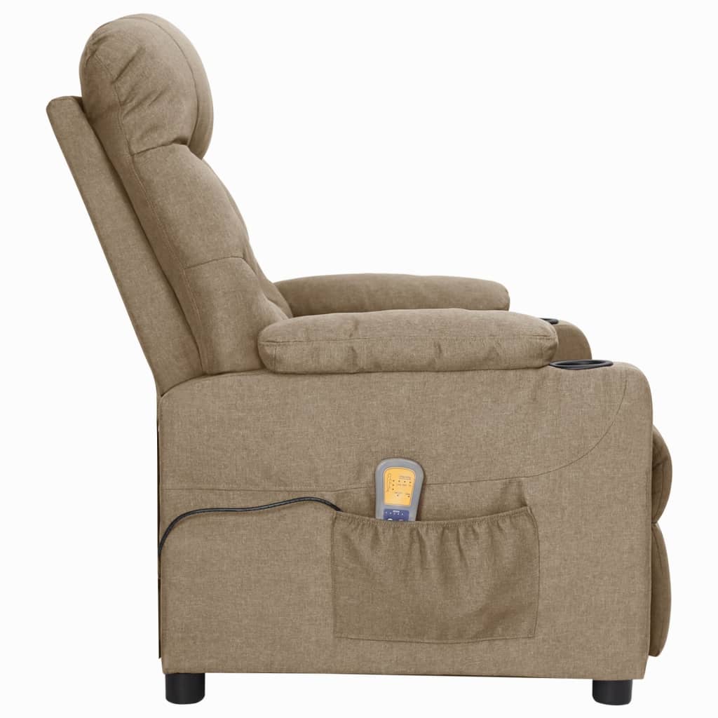 vidaXL Fotoliu de masaj cu ridicare, gri taupe, material textil vidaXL Fotoliu de masaj cu ridicare, gri taupe, material textil