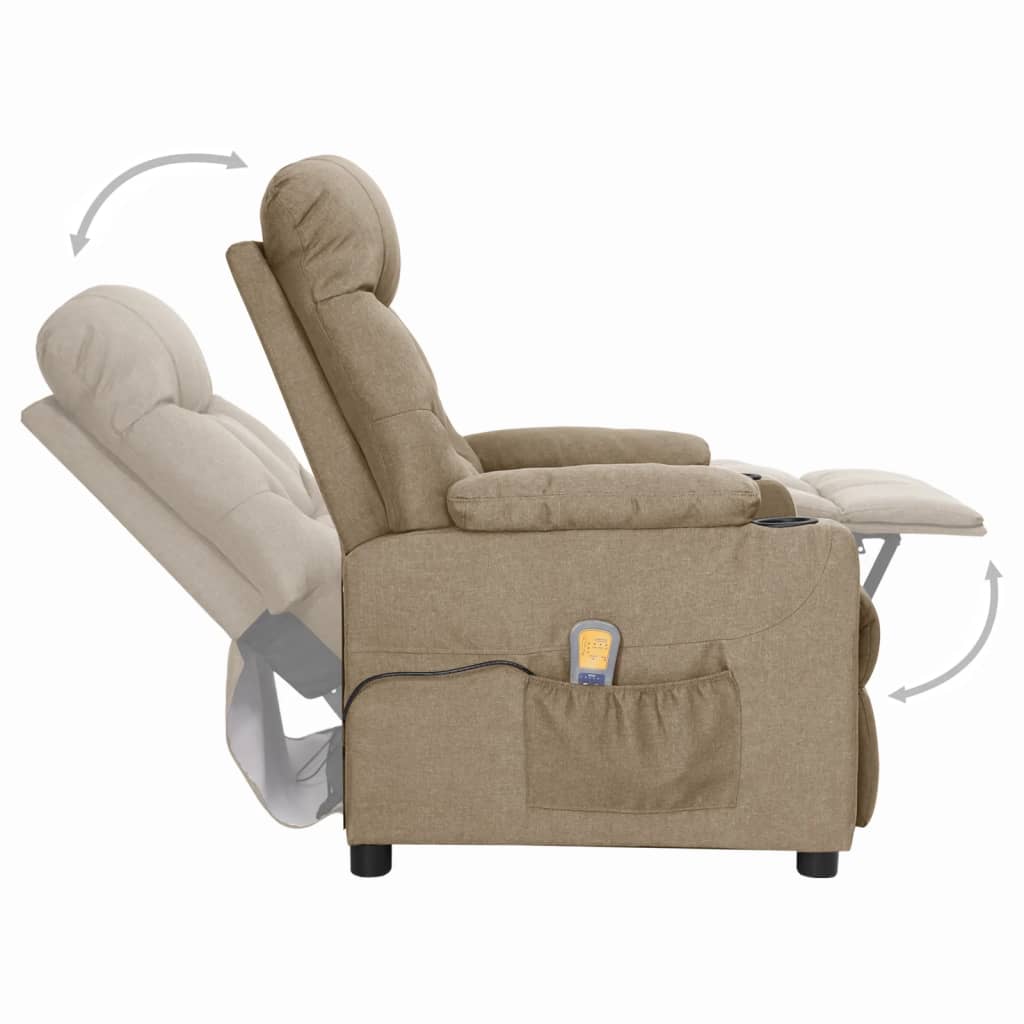 vidaXL Fotoliu de masaj cu ridicare, gri taupe, material textil vidaXL Fotoliu de masaj cu ridicare, gri taupe, material textil
