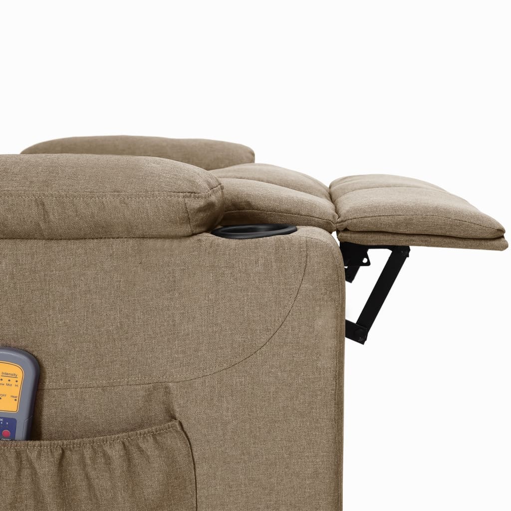 vidaXL Fotoliu de masaj cu ridicare, gri taupe, material textil vidaXL Fotoliu de masaj cu ridicare, gri taupe, material textil