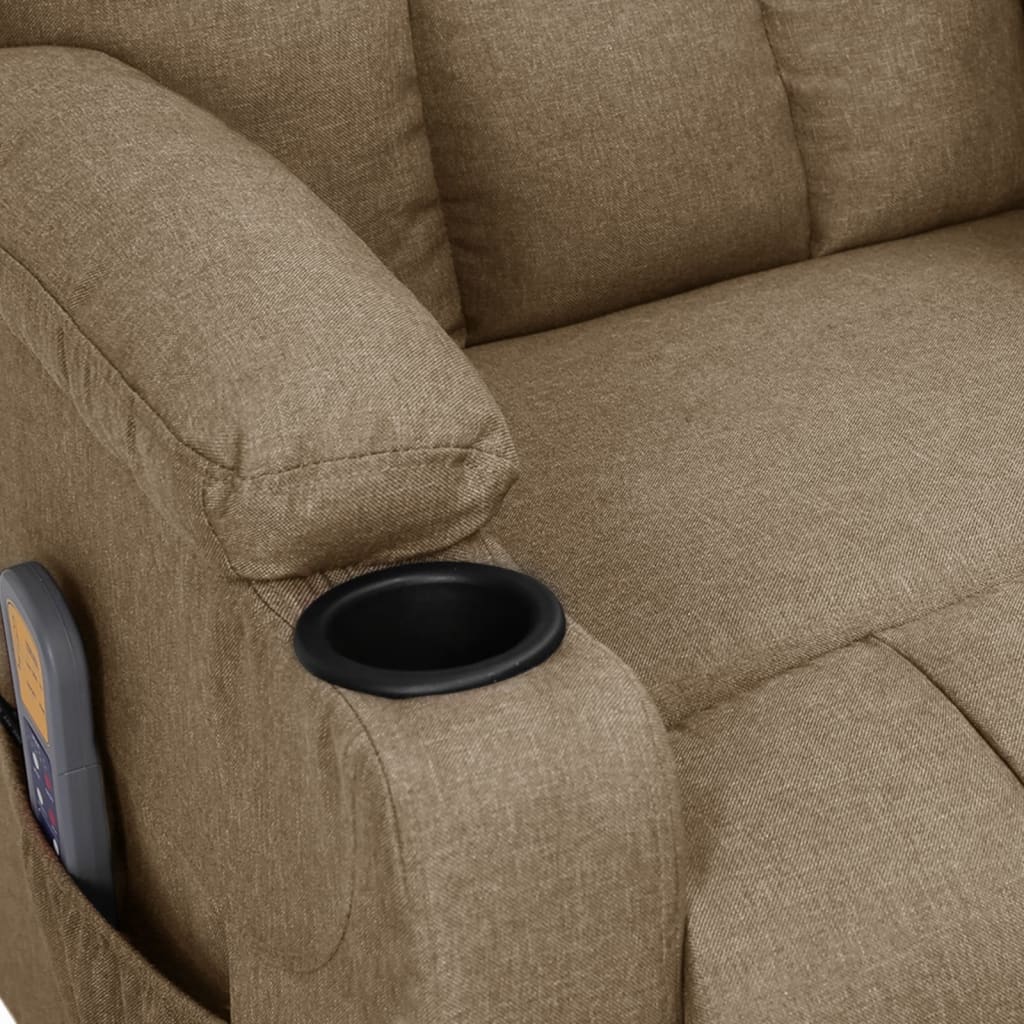 vidaXL Fotoliu de masaj cu ridicare, gri taupe, material textil vidaXL Fotoliu de masaj cu ridicare, gri taupe, material textil