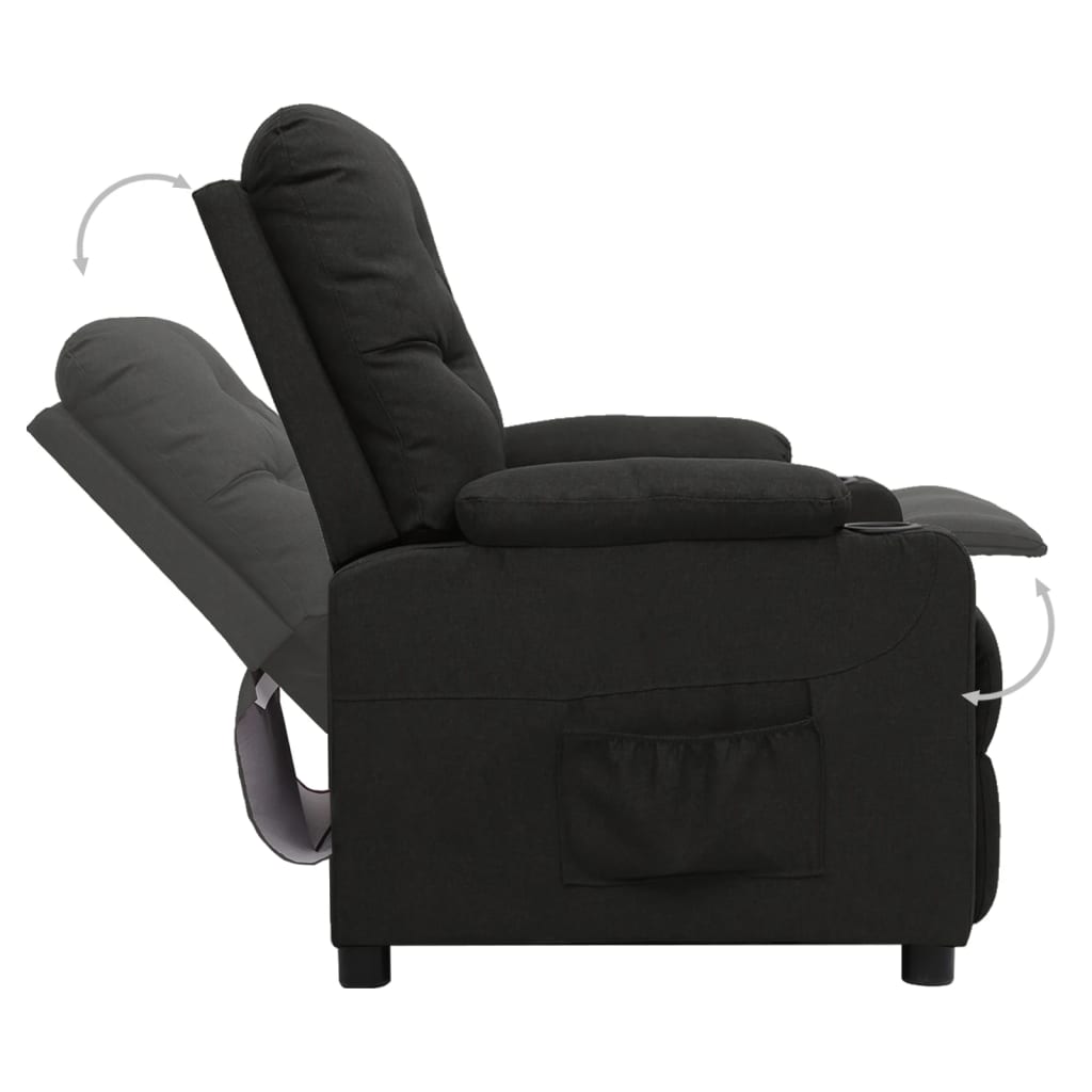 vidaXL Fotoliu cu ridicare, negru, material textil vidaXL Fotoliu cu ridicare, negru, material textil