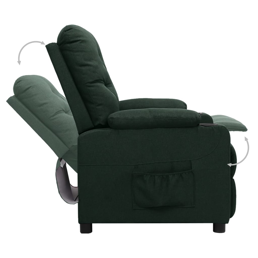 vidaXL Fotoliu cu ridicare, verde închis, material textil vidaXL Fotoliu cu ridicare, verde închis, material textil