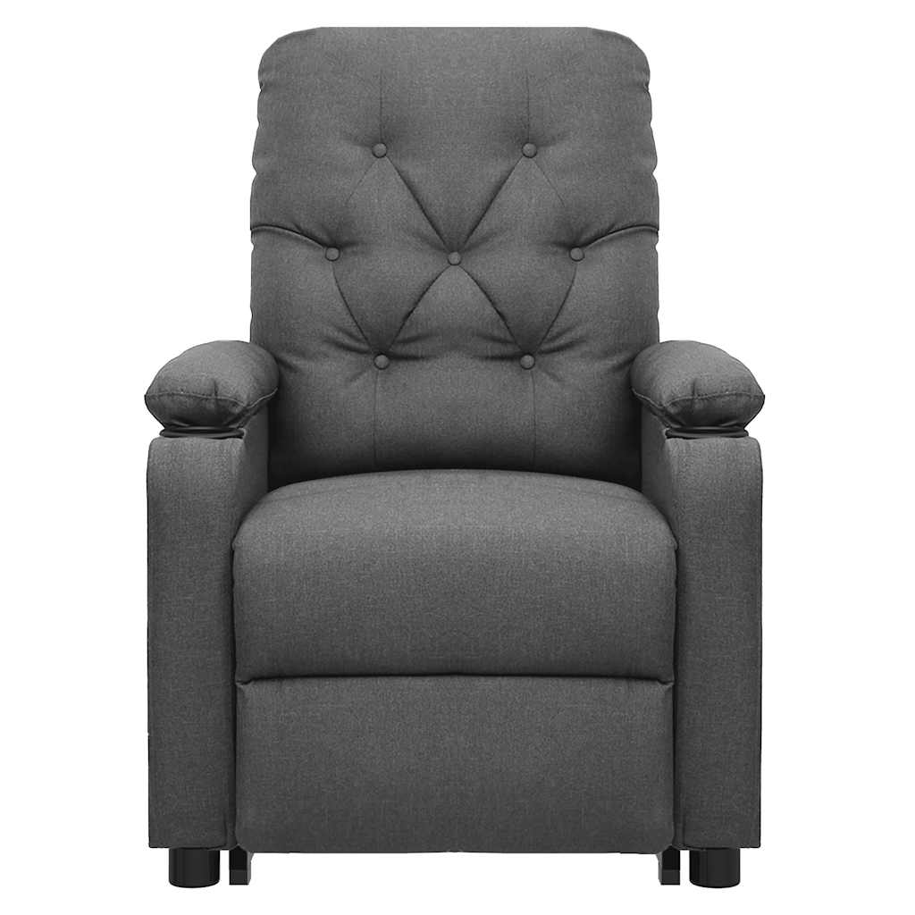 vidaXL Fotoliu de masaj rabatabil cu ridicare, gri deschis, textil vidaXL Fotoliu de masaj rabatabil cu ridicare, gri deschis, textil