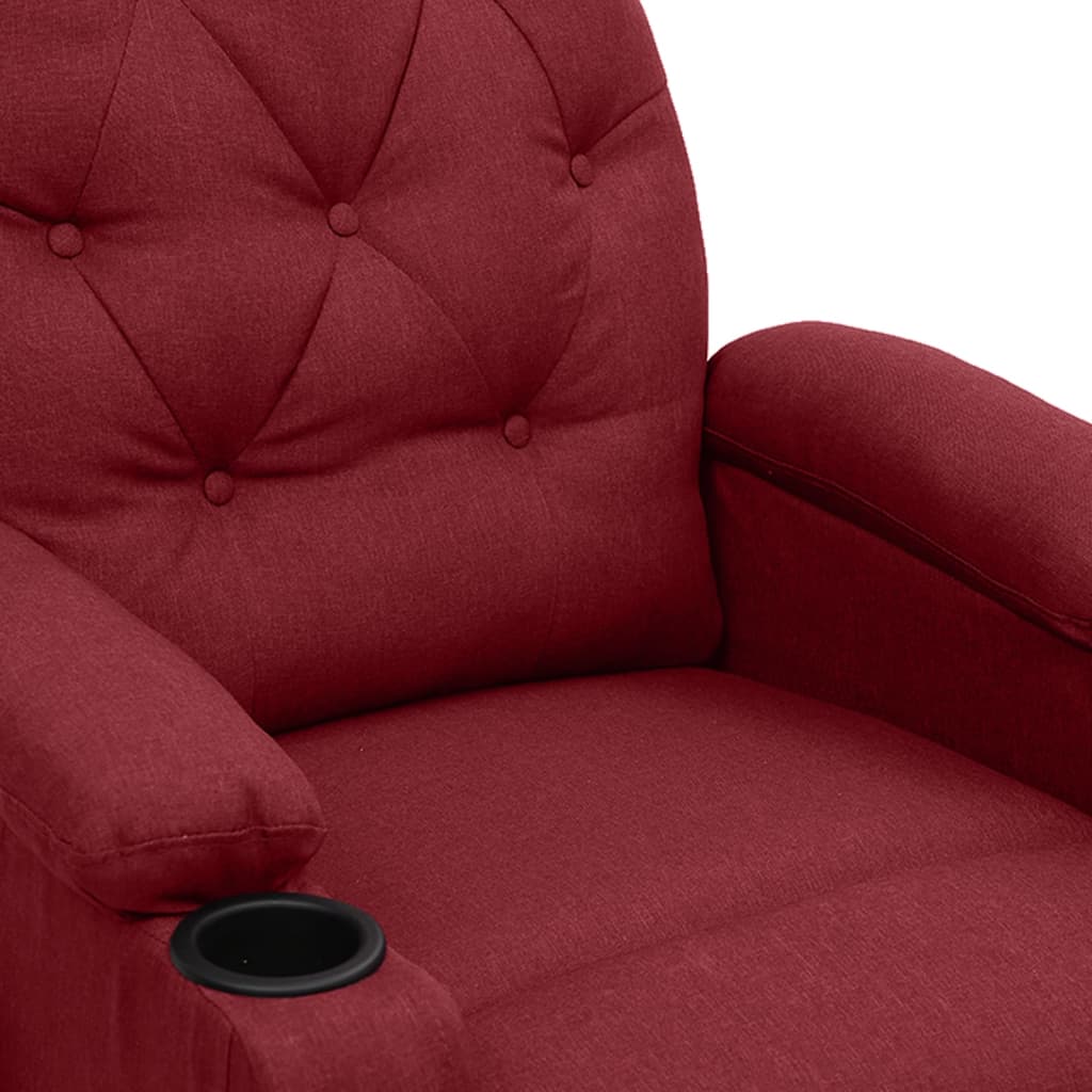 vidaXL Fotoliu de masaj cu ridicare, roșu vin, material textil vidaXL Fotoliu de masaj cu ridicare, roșu vin, material textil