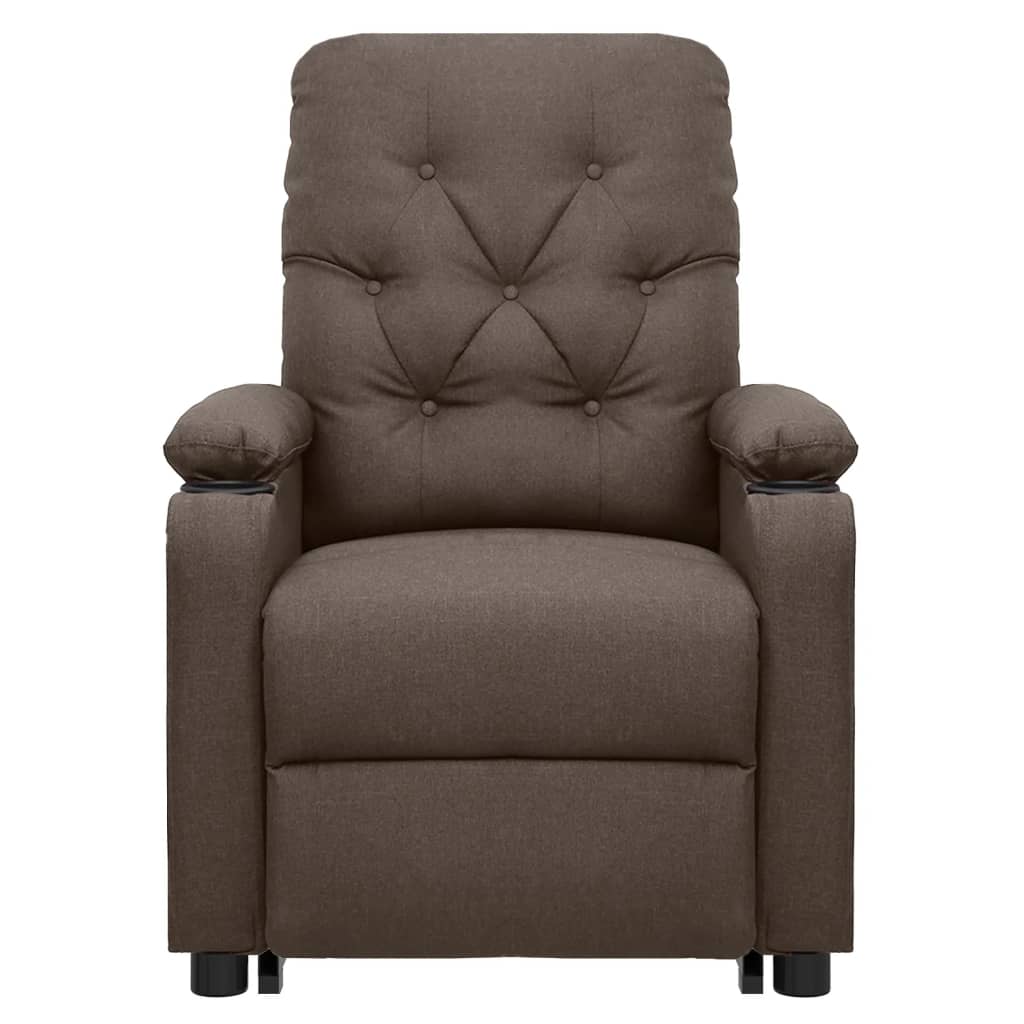 vidaXL Fotoliu de masaj cu ridicare, maro, material textil vidaXL Fotoliu de masaj cu ridicare, maro, material textil