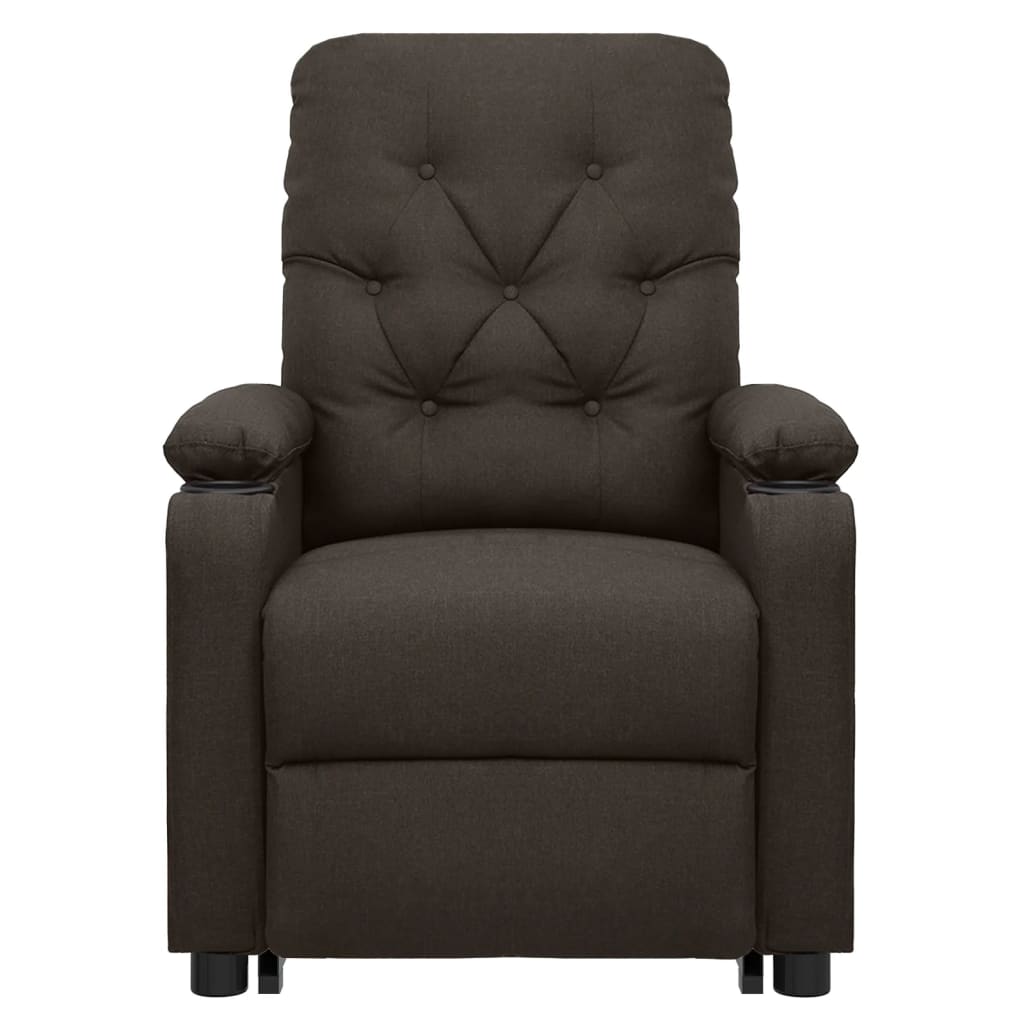 vidaXL Fotoliu de masaj cu ridicare, maro închis, material textil vidaXL Fotoliu de masaj cu ridicare, maro închis, material textil