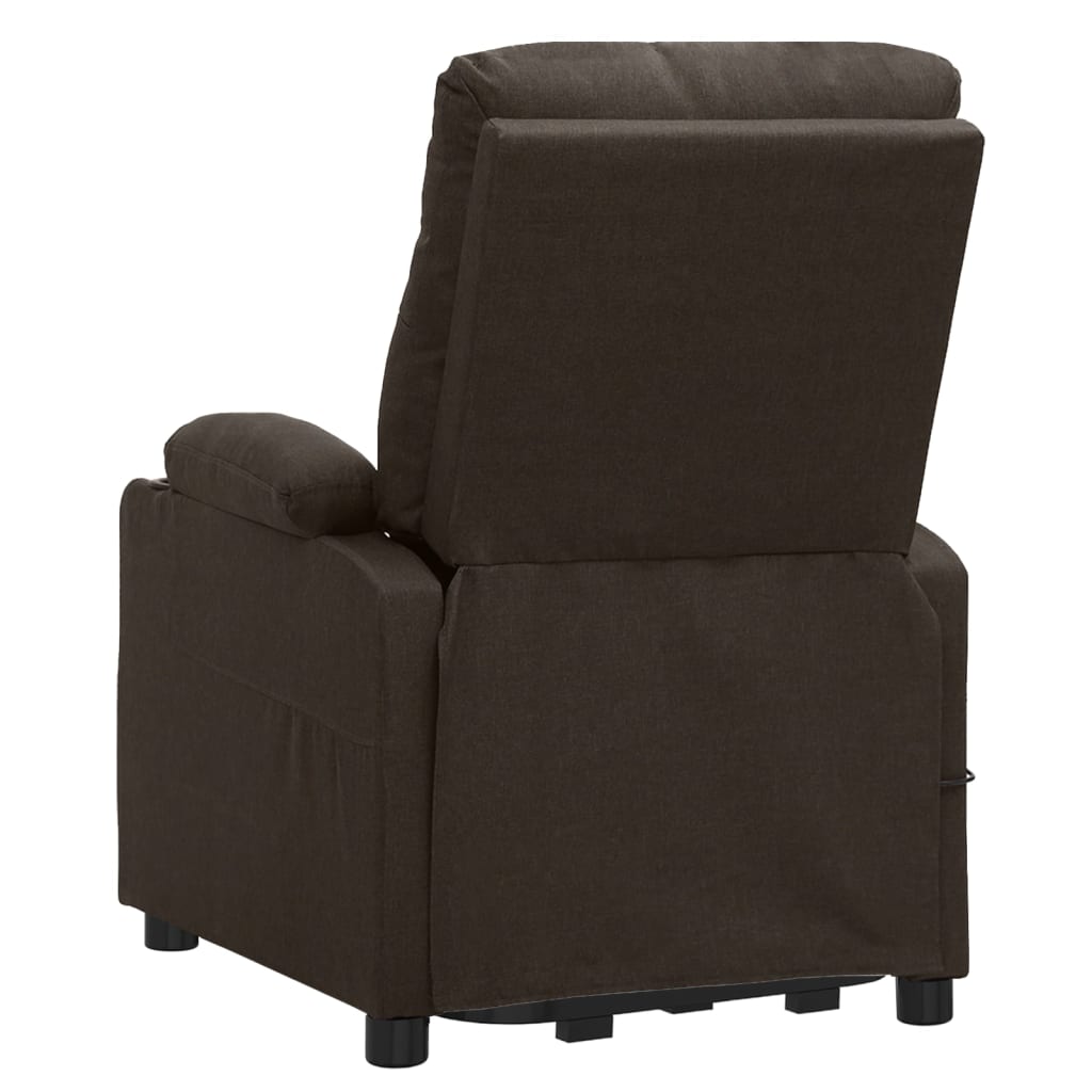 vidaXL Fotoliu de masaj cu ridicare, maro închis, material textil vidaXL Fotoliu de masaj cu ridicare, maro închis, material textil