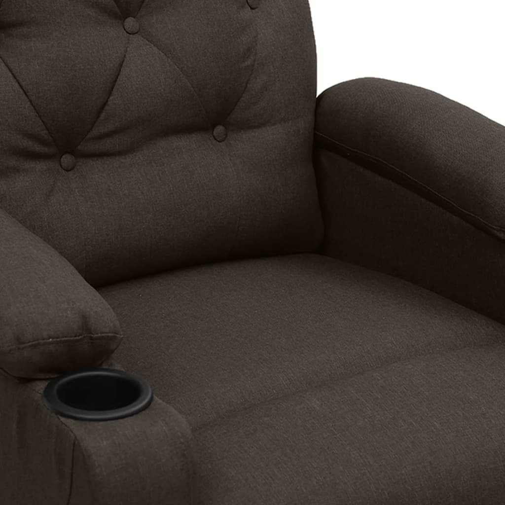 vidaXL Fotoliu de masaj cu ridicare, maro închis, material textil vidaXL Fotoliu de masaj cu ridicare, maro închis, material textil