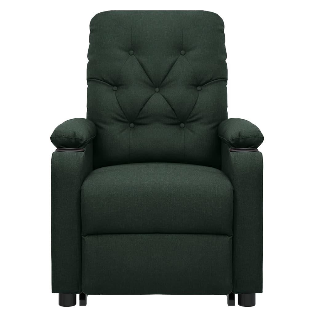 vidaXL Fotoliu de masaj cu ridicare, verde închis, material textil vidaXL Fotoliu de masaj cu ridicare, verde închis, material textil