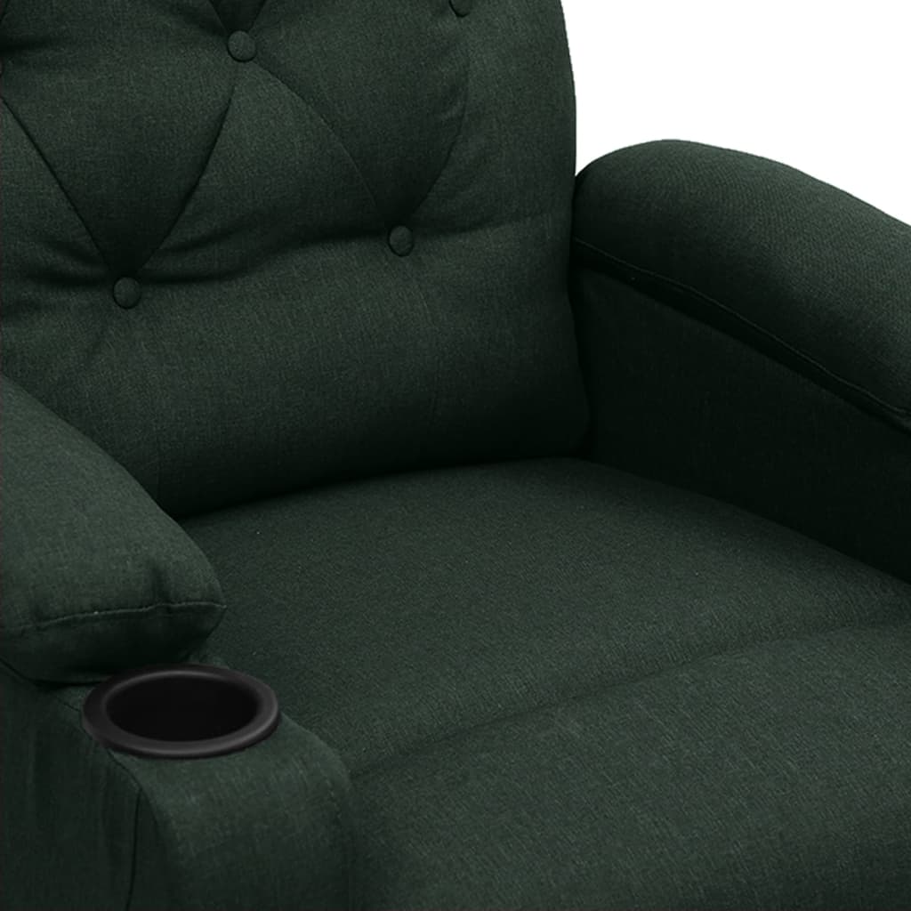vidaXL Fotoliu de masaj cu ridicare, verde închis, material textil vidaXL Fotoliu de masaj cu ridicare, verde închis, material textil