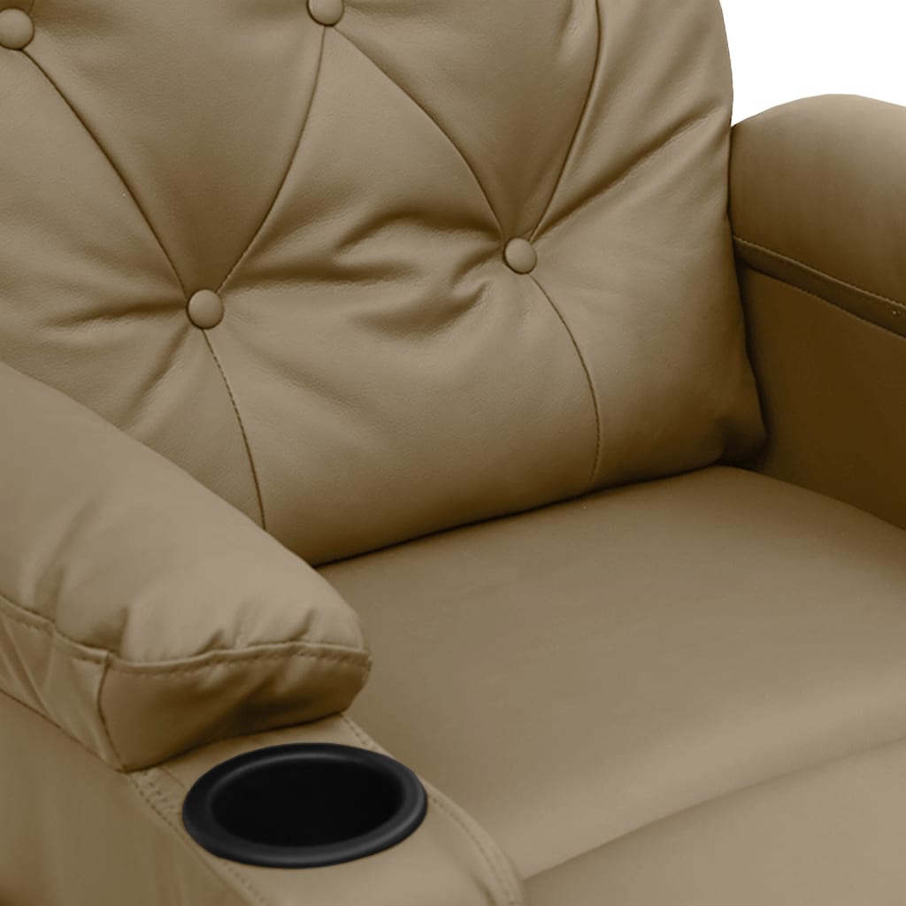 vidaXL Fotoliu masaj cu ridicare verticală, cappuccino piele ecologică