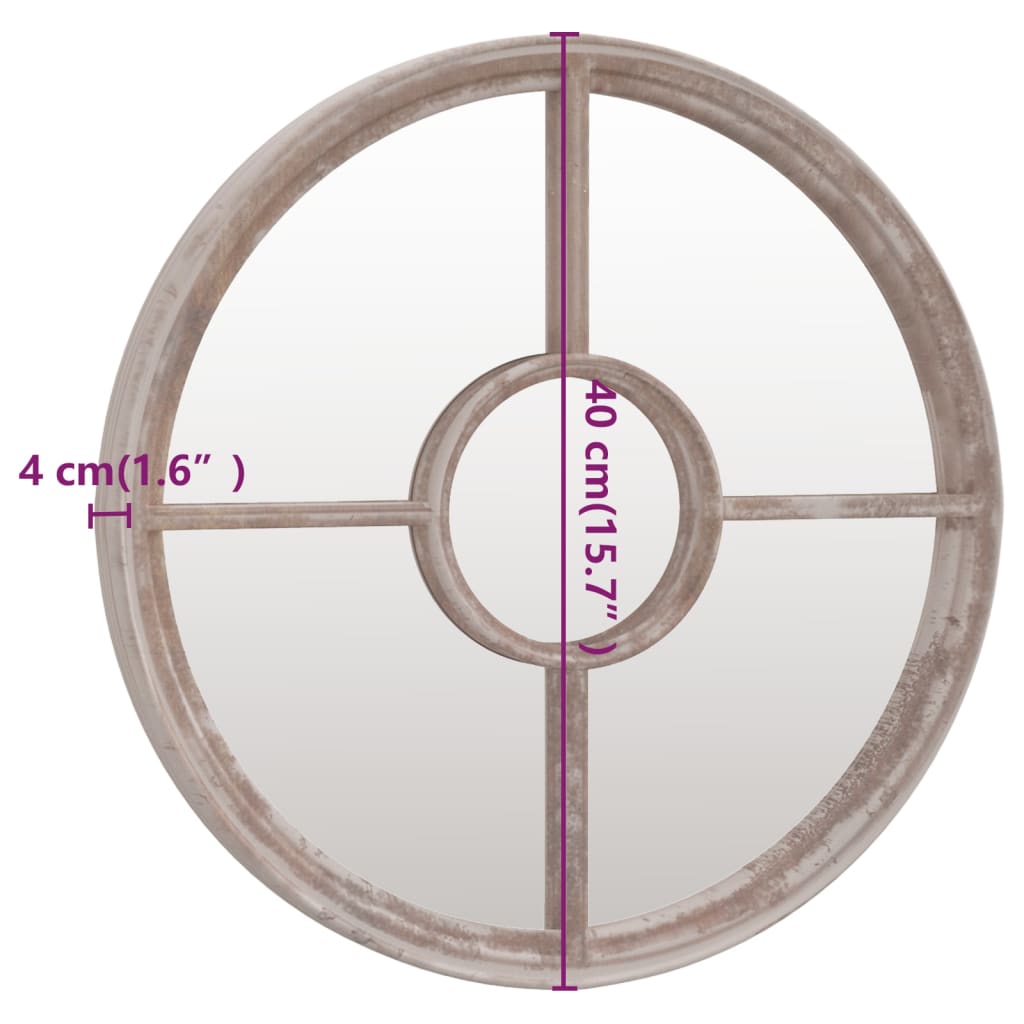 vidaXL Oglindă, nisipiu, 40x4 cm, fier, rotundă, utilizare în interior