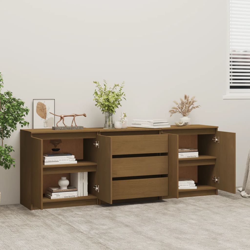 vidaXL Dulap lateral, maro miere, 180x36x65 cm, lemn masiv de pin vidaXL Dulap lateral, maro miere, 180x36x65 cm, lemn masiv de pin