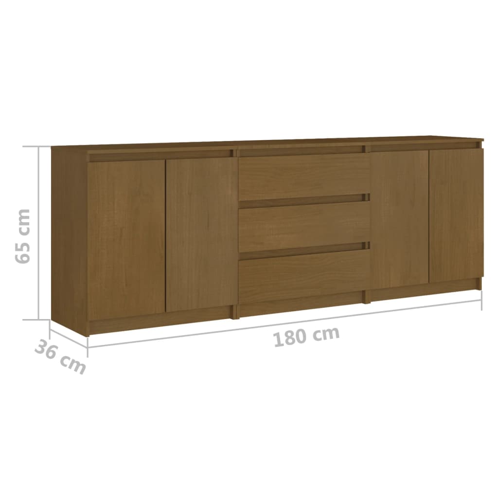 vidaXL Dulap lateral, maro miere, 180x36x65 cm, lemn masiv de pin vidaXL Dulap lateral, maro miere, 180x36x65 cm, lemn masiv de pin