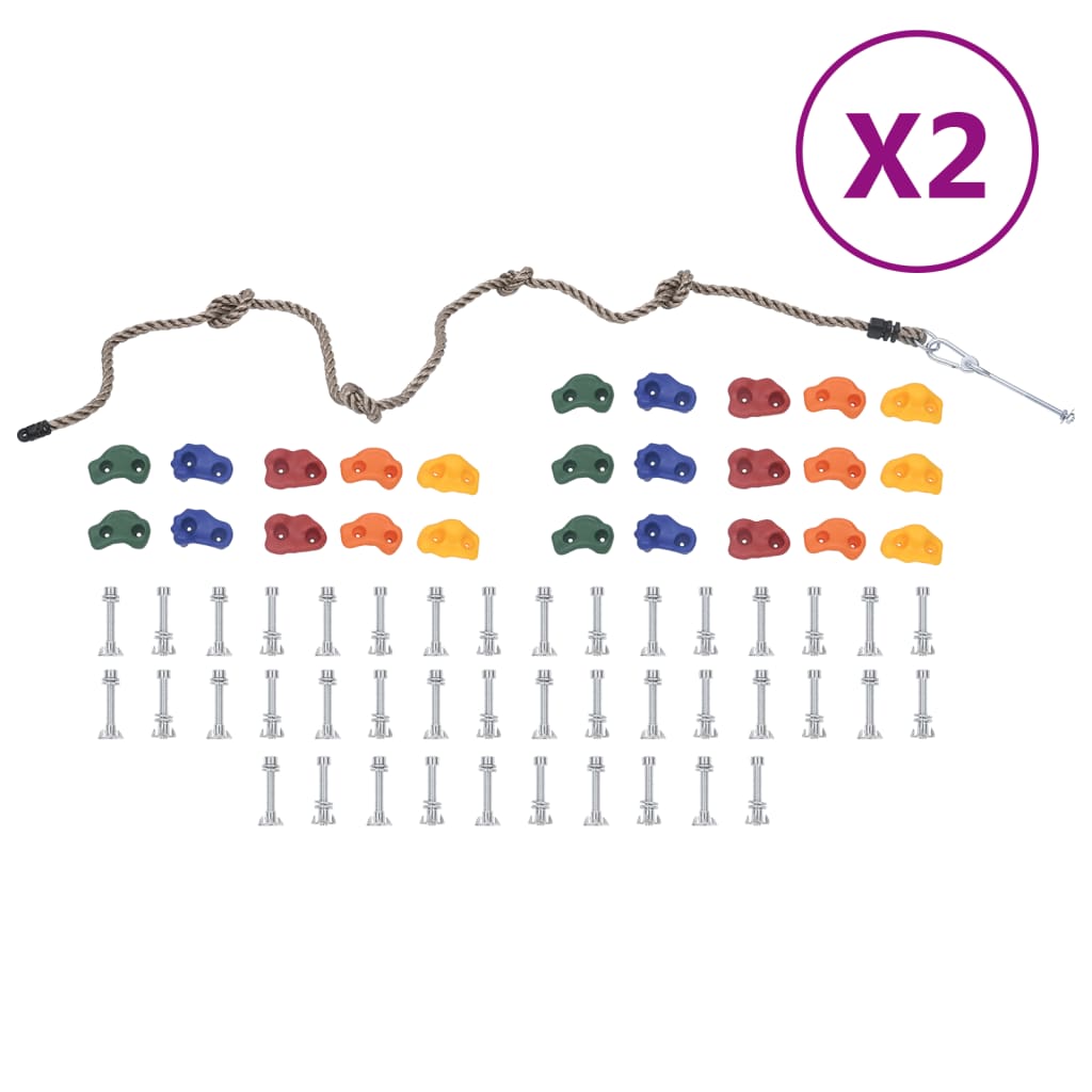 vidaXL Pietre de cățărat cu funie, 50 piese, multicolor vidaXL Pietre de cățărat cu funie, 50 piese, multicolor