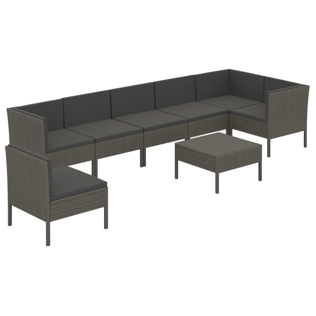 vidaXL Set mobilier de grădină cu perne, 8 piese, gri, poliratan vidaXL Set mobilier de grădină cu perne, 8 piese, gri, poliratan
