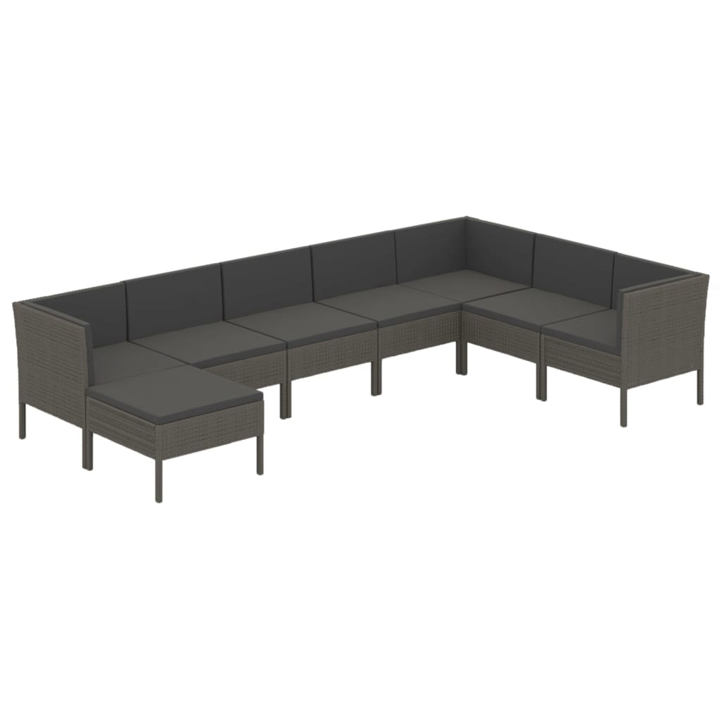 vidaXL Set mobilier de grădină cu perne, 8 piese, gri, poliratan vidaXL Set mobilier de grădină cu perne, 8 piese, gri, poliratan