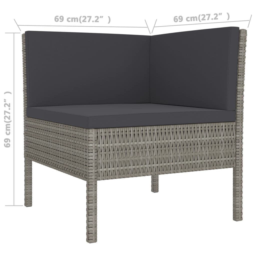 vidaXL Set mobilier de grădină cu perne, 9 piese, gri, poliratan vidaXL Set mobilier de grădină cu perne, 9 piese, gri, poliratan