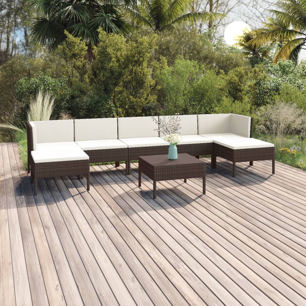 vidaXL Set mobilier de grădină cu perne, 8 piese, maro, poliratan vidaXL Set mobilier de grădină cu perne, 8 piese, maro, poliratan