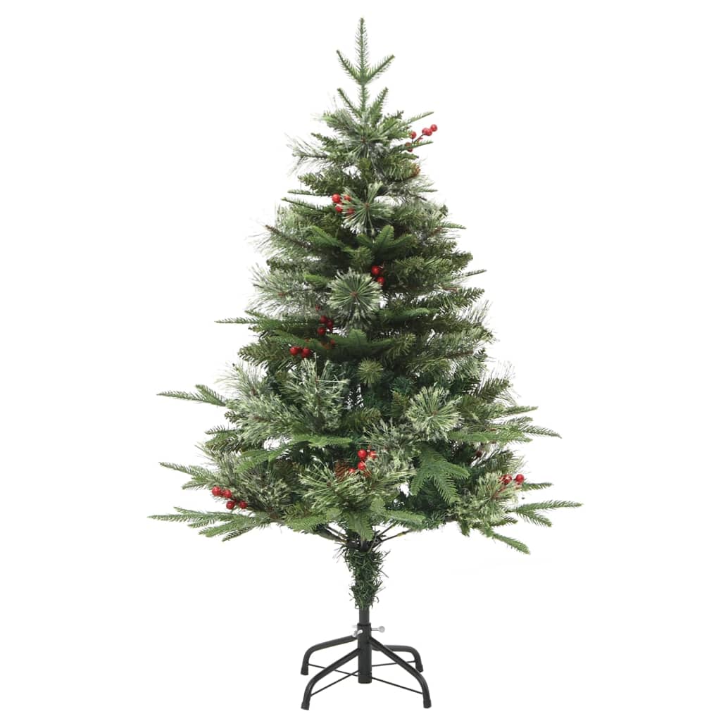 vidaXL Brad de Crăciun pre-iluminat conuri de pin verde 150 cm PVC&PE