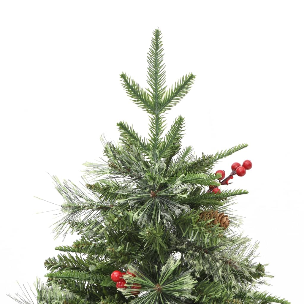 vidaXL Brad de Crăciun pre-iluminat conuri de pin verde 150 cm PVC&PE