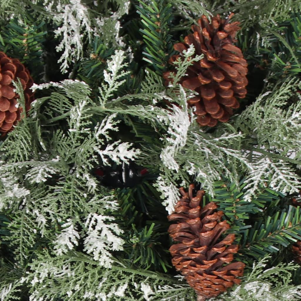 vidaXL Brad Crăciun pre-iluminat conuri de pin verde/alb 120 cm PVC/PE vidaXL Brad Crăciun pre-iluminat conuri de pin verde/alb 120 cm PVC/PE