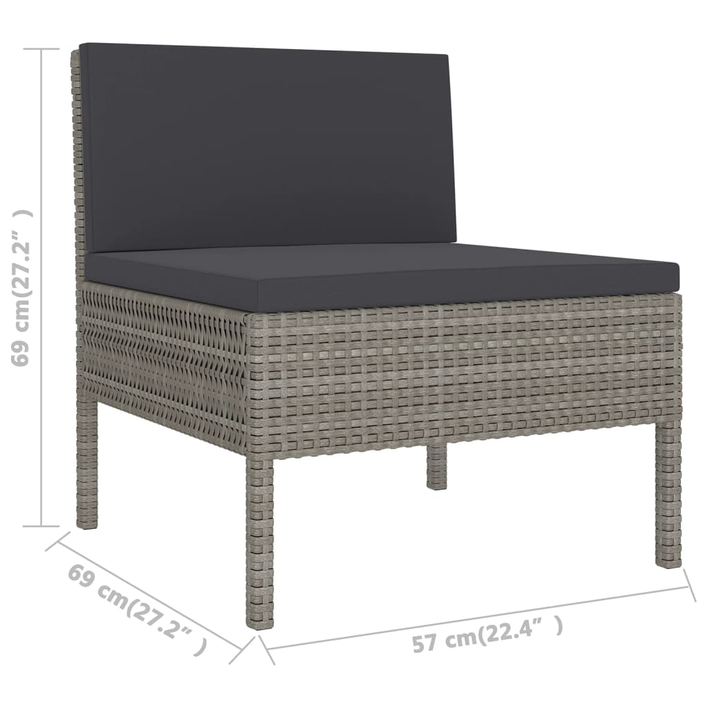 vidaXL Set mobilier de grădină cu perne, 9 piese, gri, poliratan vidaXL Set mobilier de grădină cu perne, 9 piese, gri, poliratan