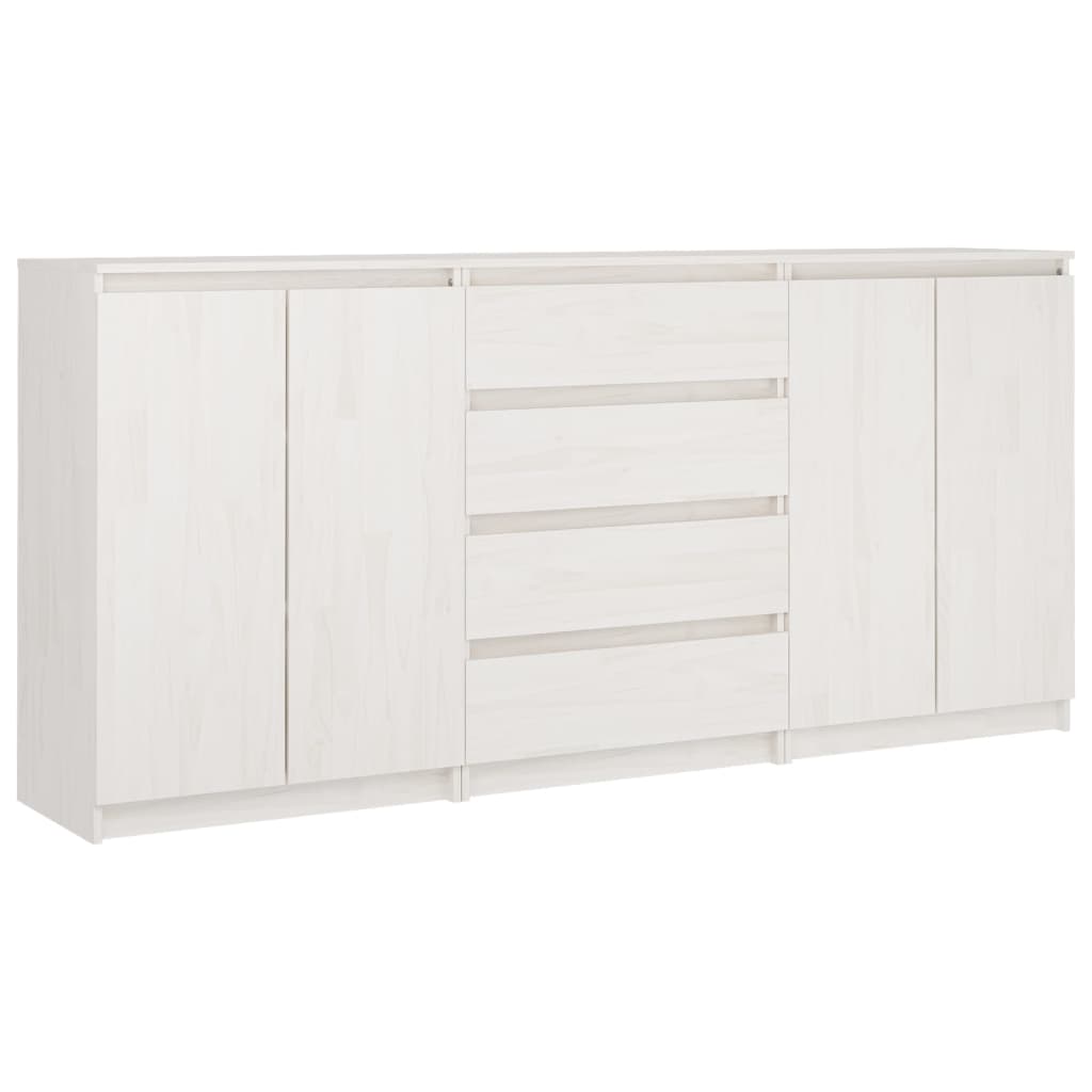 vidaXL Dulapuri laterale, 3 buc., alb, lemn masiv de pin