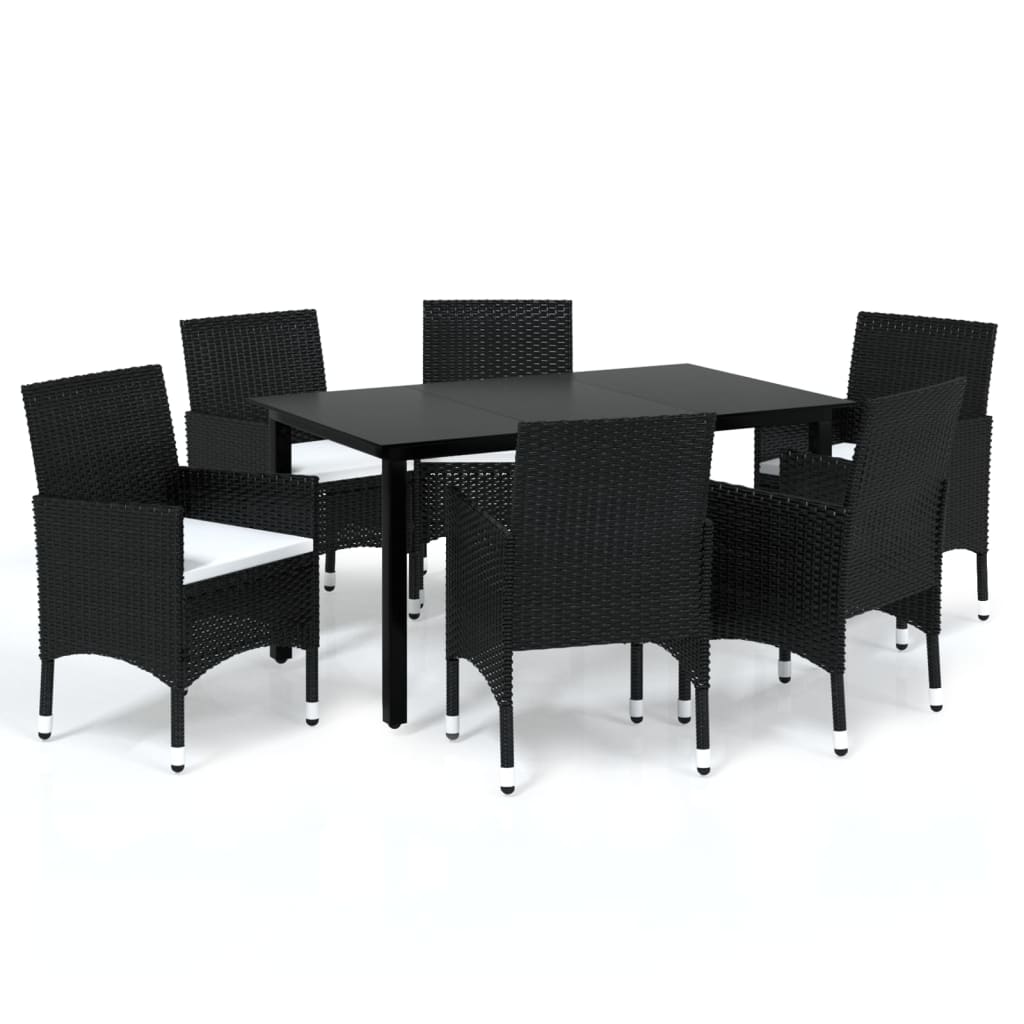 vidaXL Set mobilier de grădină cu perne, 7 piese, negru, poliratan vidaXL Set mobilier de grădină cu perne, 7 piese, negru, poliratan