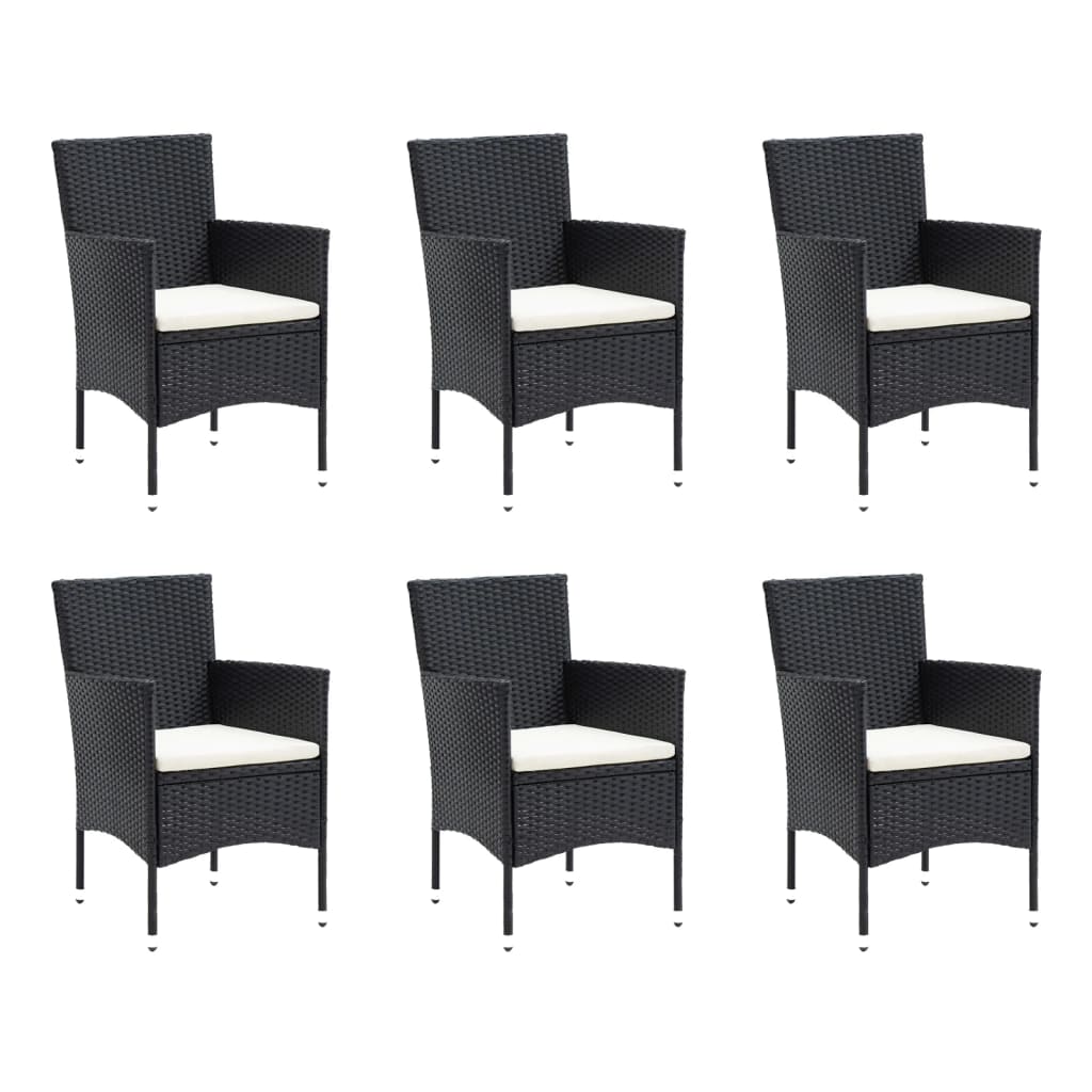vidaXL Set mobilier de grădină cu perne, 7 piese, negru, poliratan vidaXL Set mobilier de grădină cu perne, 7 piese, negru, poliratan