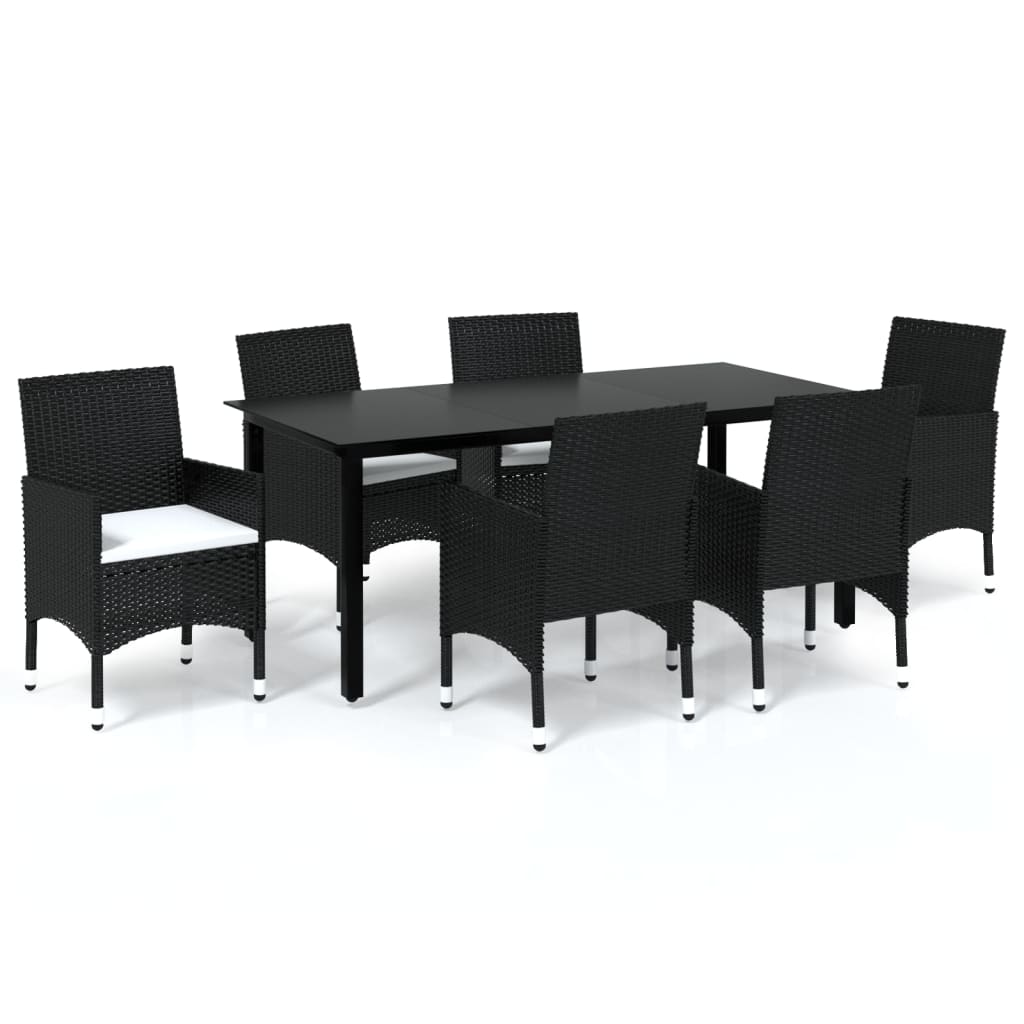 vidaXL Set mobilier de grădină cu perne, 7 piese, negru, poliratan vidaXL Set mobilier de grădină cu perne, 7 piese, negru, poliratan