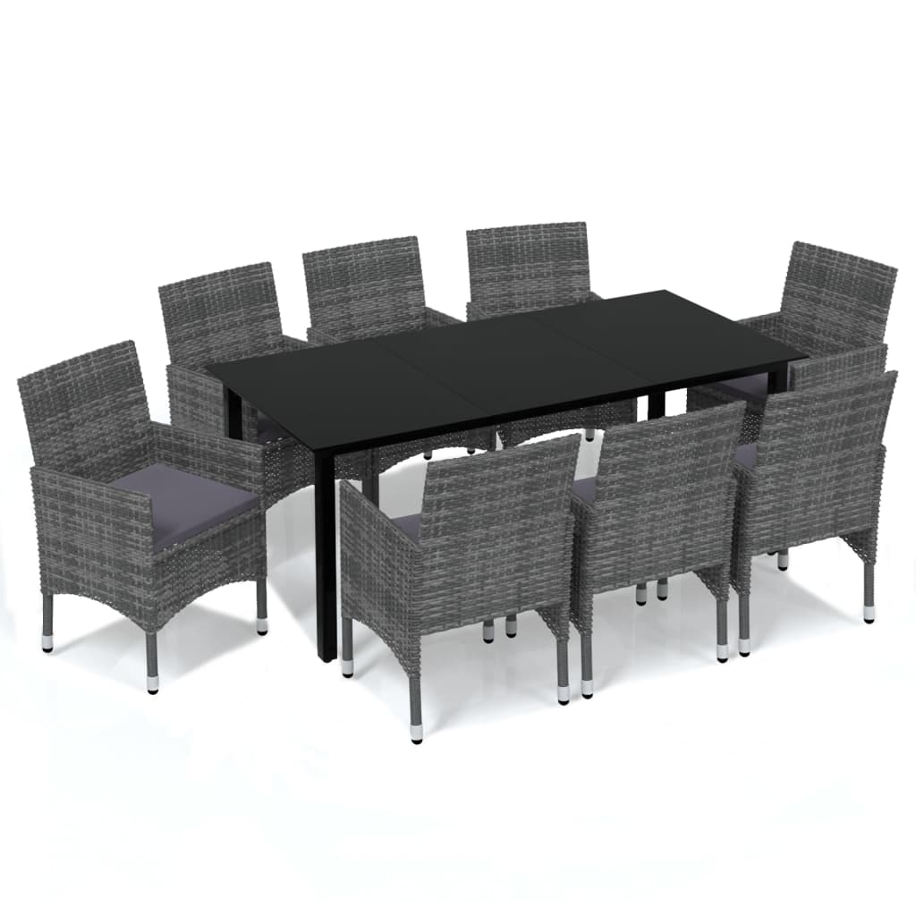 vidaXL Set mobilier de grădină cu perne, 9 piese, gri, poliratan vidaXL Set mobilier de grădină cu perne, 9 piese, gri, poliratan