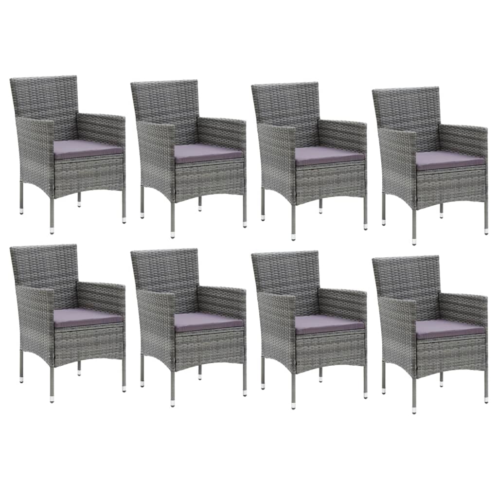 vidaXL Set mobilier de grădină cu perne, 9 piese, gri, poliratan vidaXL Set mobilier de grădină cu perne, 9 piese, gri, poliratan