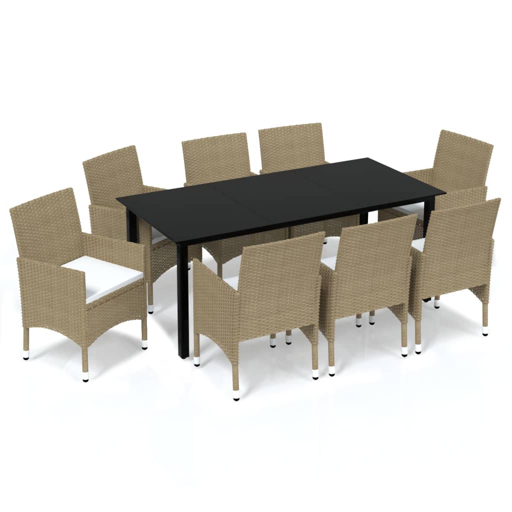 vidaXL Set mobilier de grădină cu perne, 9 piese, bej, poliratan vidaXL Set mobilier de grădină cu perne, 9 piese, bej, poliratan