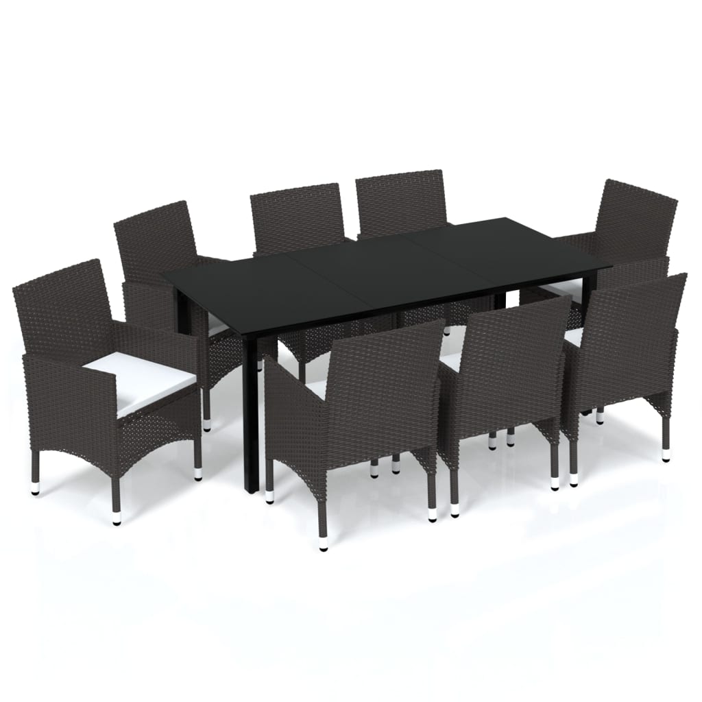 vidaXL Set mobilier de grădină cu perne, 9 piese, maro, poliratan