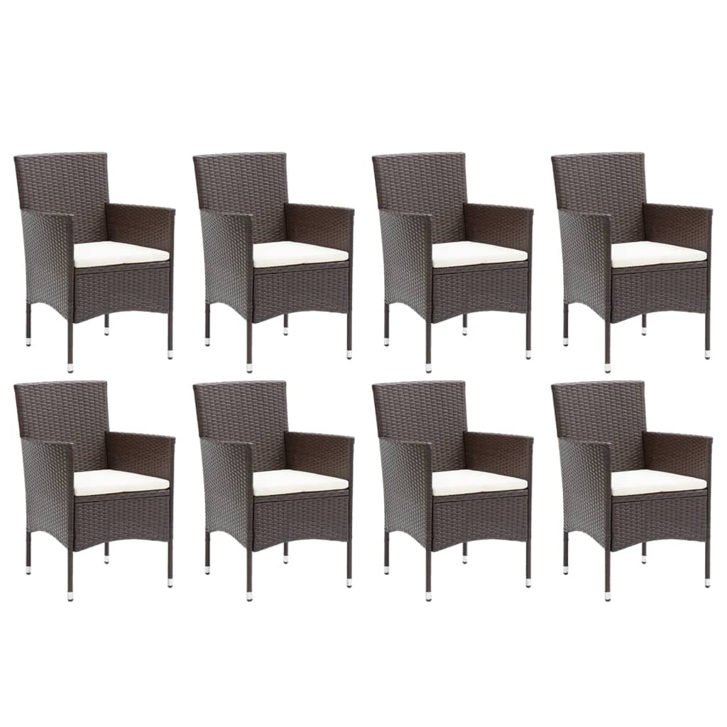 vidaXL Set mobilier de grădină cu perne, 9 piese, maro, poliratan