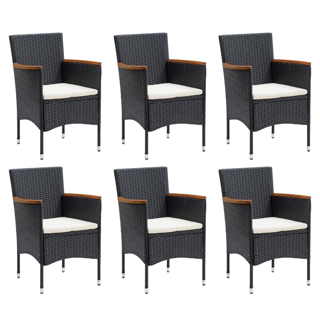 vidaXL Set mobilier de grădină cu perne, 7 piese, negru, poliratan vidaXL Set mobilier de grădină cu perne, 7 piese, negru, poliratan