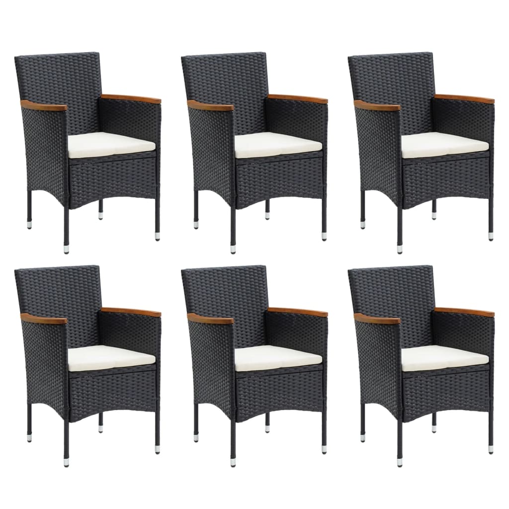 vidaXL Set mobilier de grădină cu perne, 7 piese, negru, poliratan vidaXL Set mobilier de grădină cu perne, 7 piese, negru, poliratan