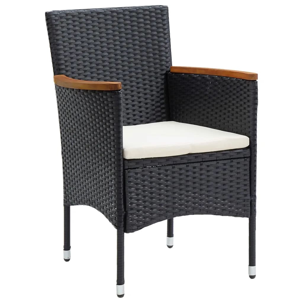 vidaXL Set mobilier de grădină cu perne, 9 piese, negru, poliratan