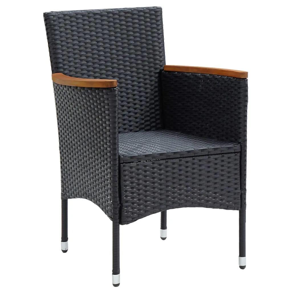 vidaXL Set mobilier de grădină cu perne, 9 piese, negru, poliratan