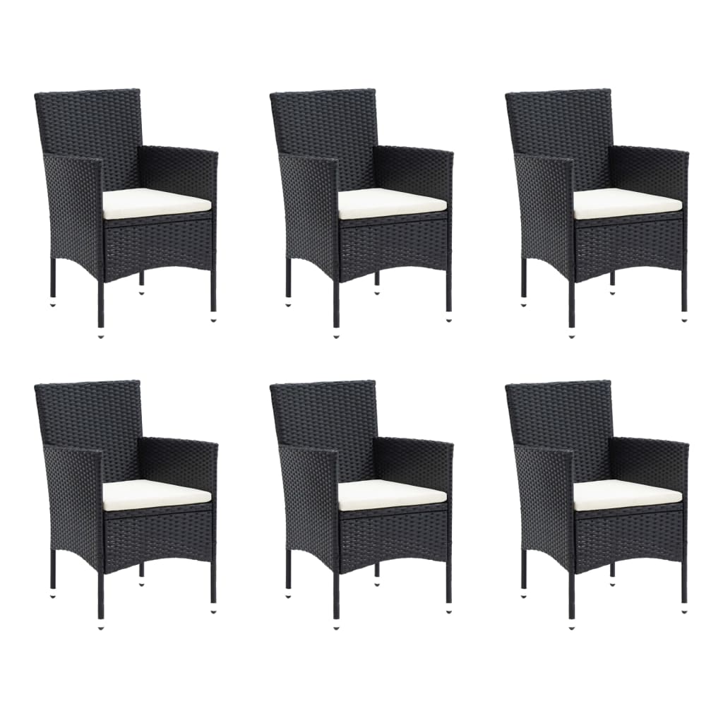 vidaXL Set mobilier de grădină cu perne, 9 piese, negru, poliratan