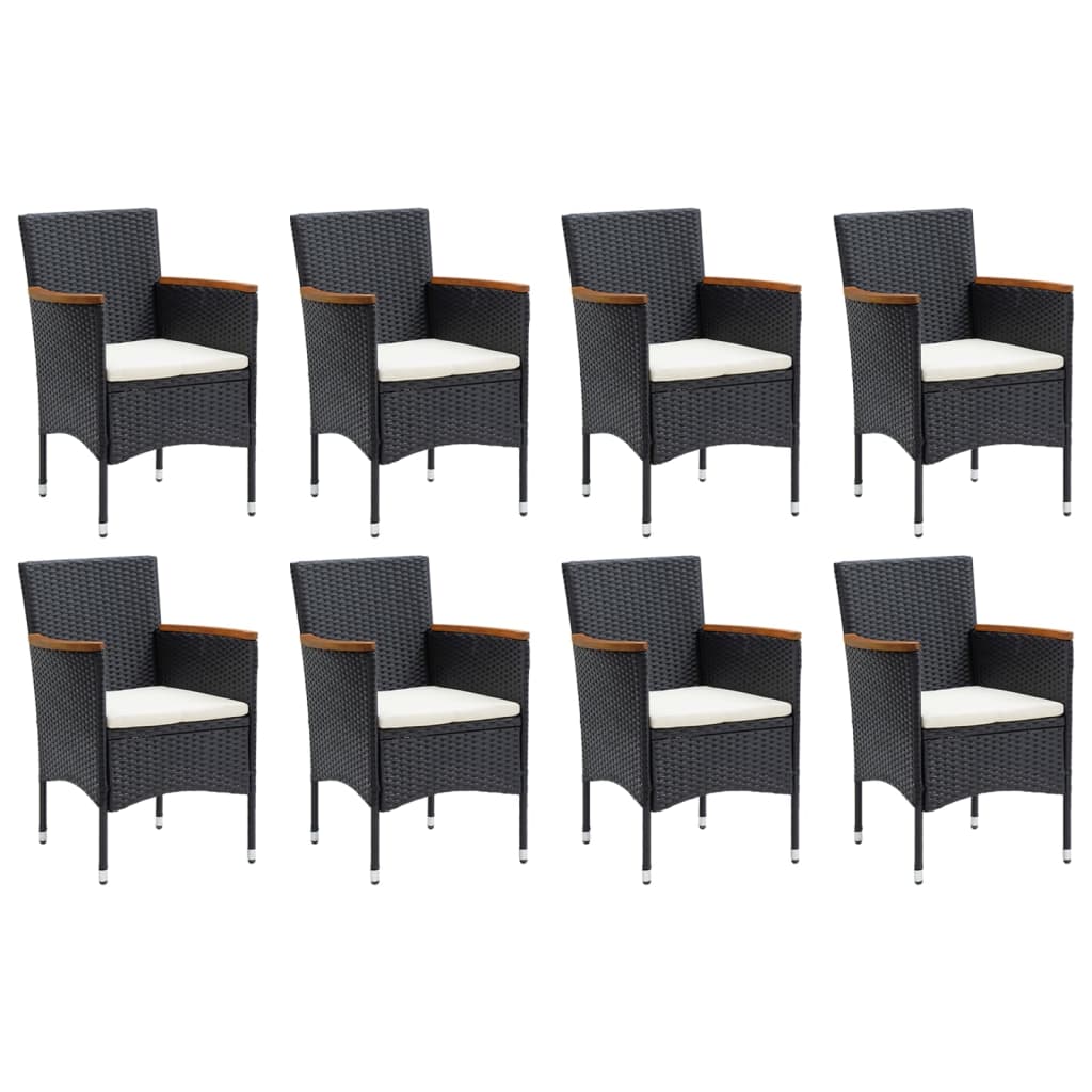 vidaXL Set mobilier de grădină cu perne, 9 piese, negru, poliratan vidaXL Set mobilier de grădină cu perne, 9 piese, negru, poliratan