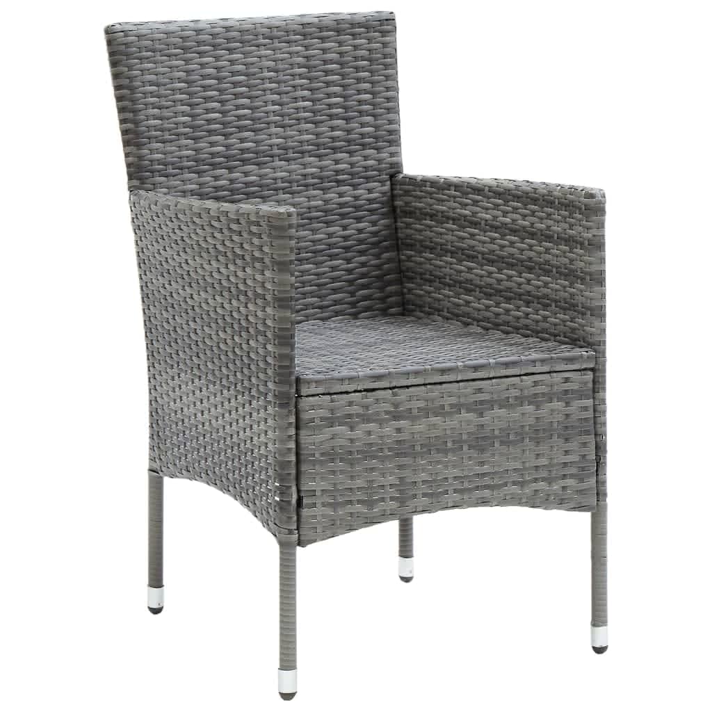 vidaXL Set mobilier grădină cu perne, 3 piese, gri, poliratan