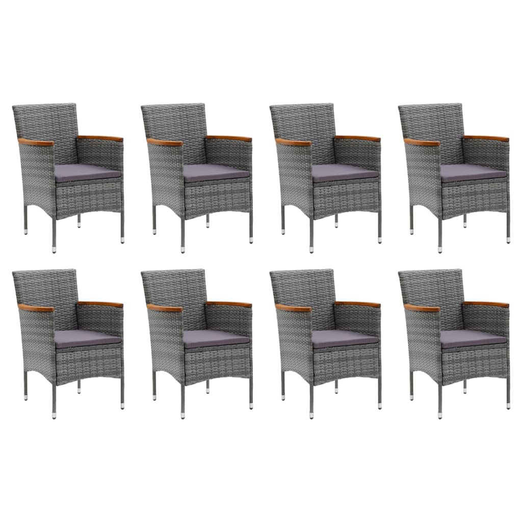 vidaXL Set mobilier grădină cu perne, 9 piese, gri, poliratan