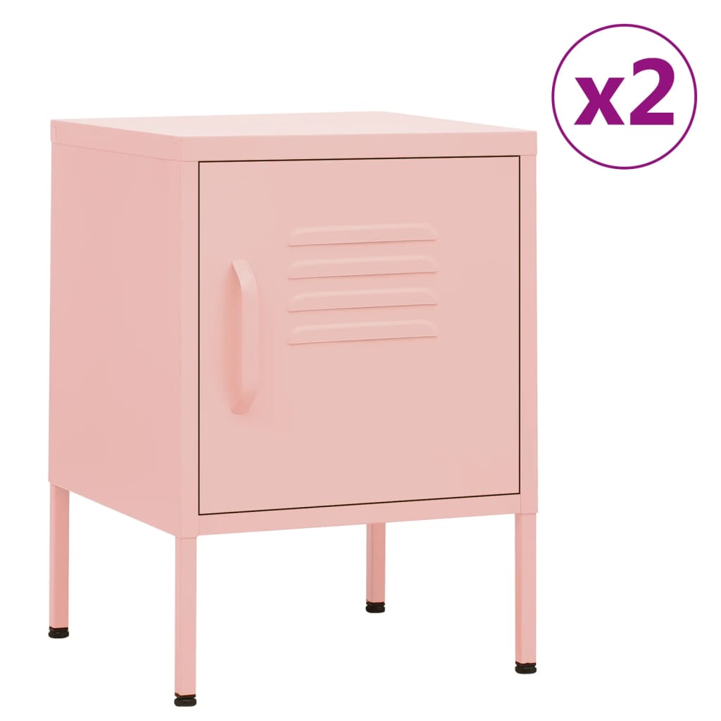 vidaXL Noptiere, 2 buc., roz, 35x35x51 cm, oțel vidaXL Noptiere, 2 buc., roz, 35x35x51 cm, oțel