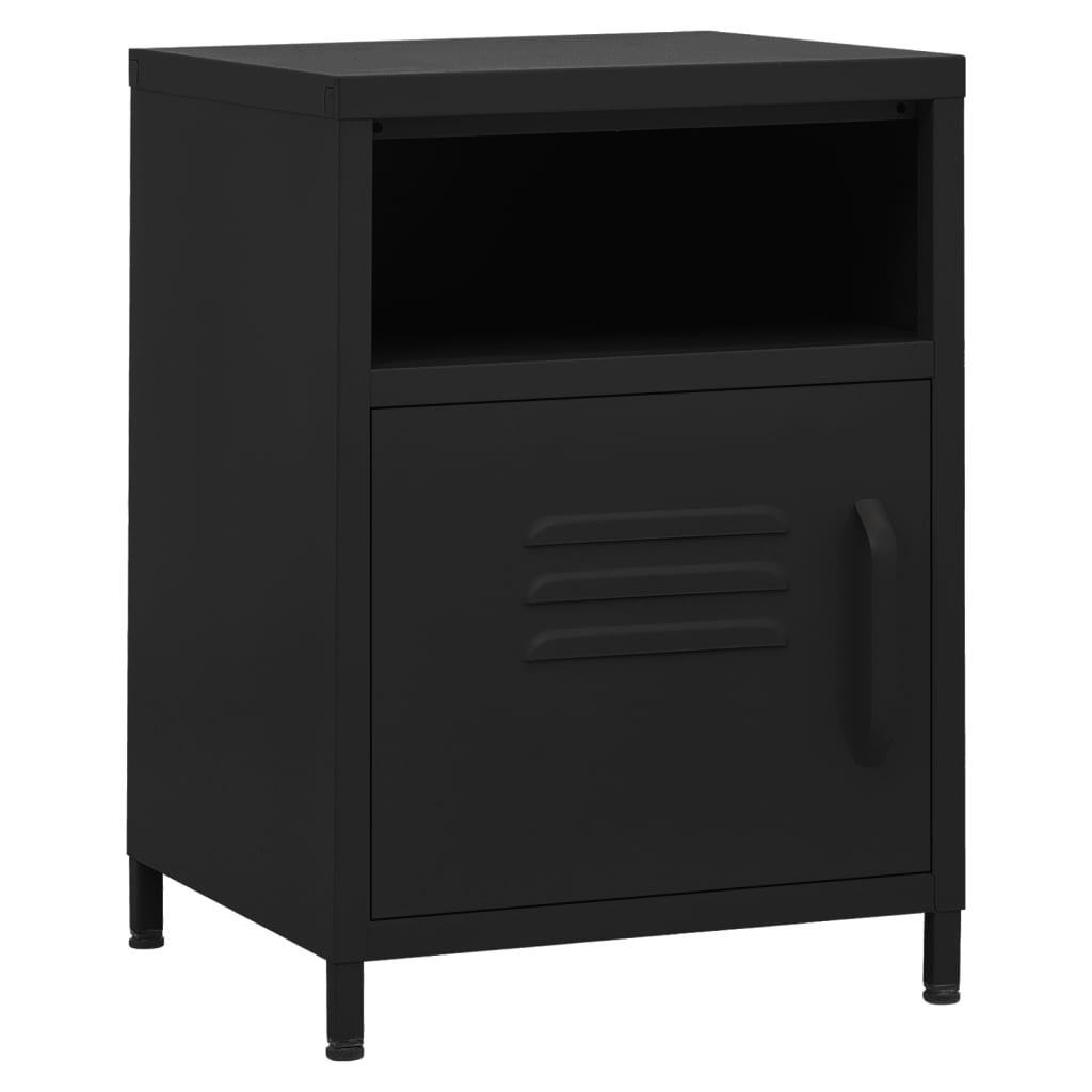 vidaXL Noptiere, 2 buc., negru, 35x35x51 cm, oțel vidaXL Noptiere, 2 buc., negru, 35x35x51 cm, oțel