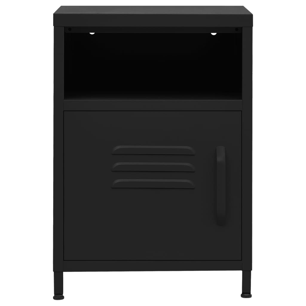 vidaXL Noptiere, 2 buc., negru, 35x35x51 cm, oțel vidaXL Noptiere, 2 buc., negru, 35x35x51 cm, oțel