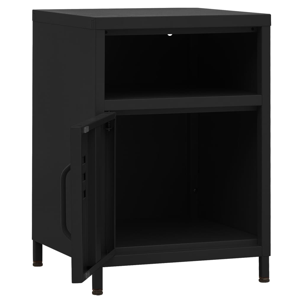 vidaXL Noptiere, 2 buc., negru, 35x35x51 cm, oțel vidaXL Noptiere, 2 buc., negru, 35x35x51 cm, oțel