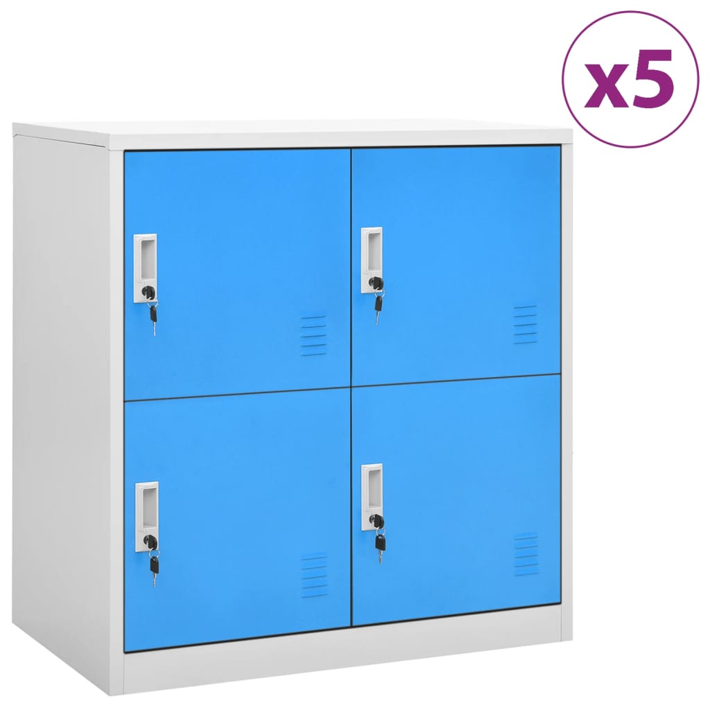 vidaXL Dulapuri vestiar 5 buc. gri deschis/albastru 90x45x92,5 cm oțel vidaXL Dulapuri vestiar 5 buc. gri deschis/albastru 90x45x92,5 cm oțel